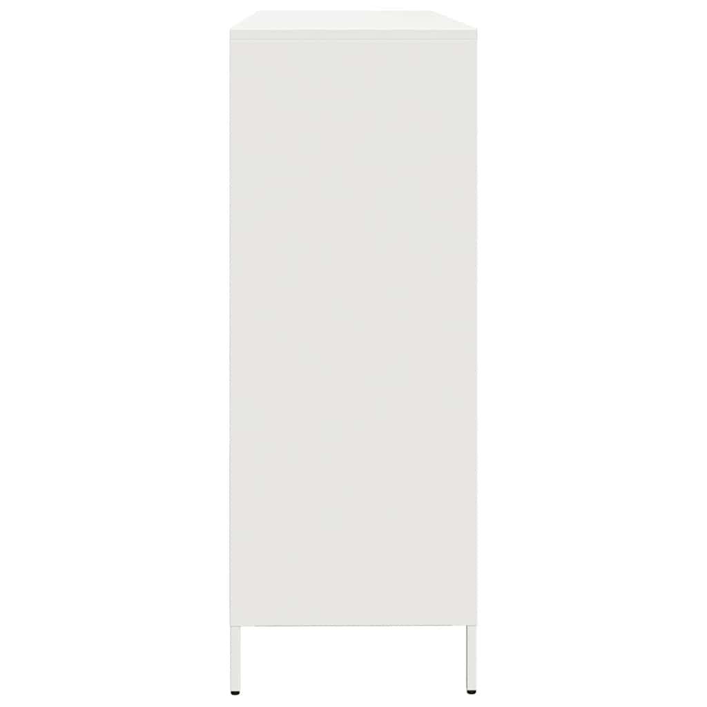 Credenza Bianca 135x39x103,5 cm in Acciaio Laminato a Freddo - homemem39