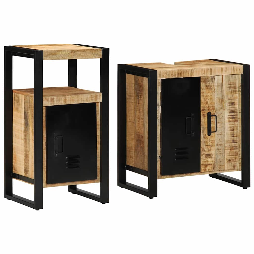 Set di mobili per il bagno 2 pcs Legno di mango massello | homemem39