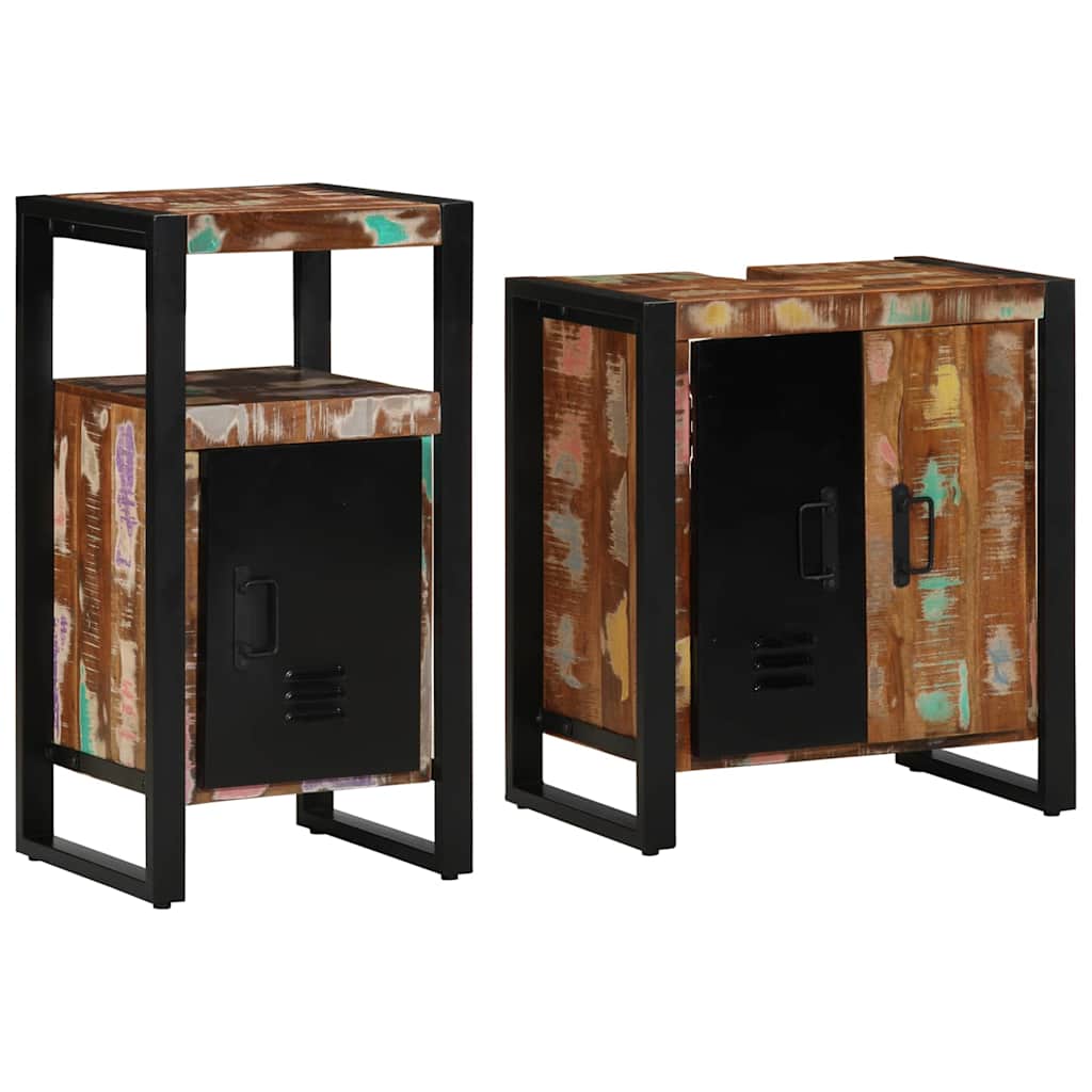 Set di mobili per il bagno 2 pcs Legno Recuperato Massello | homemem39