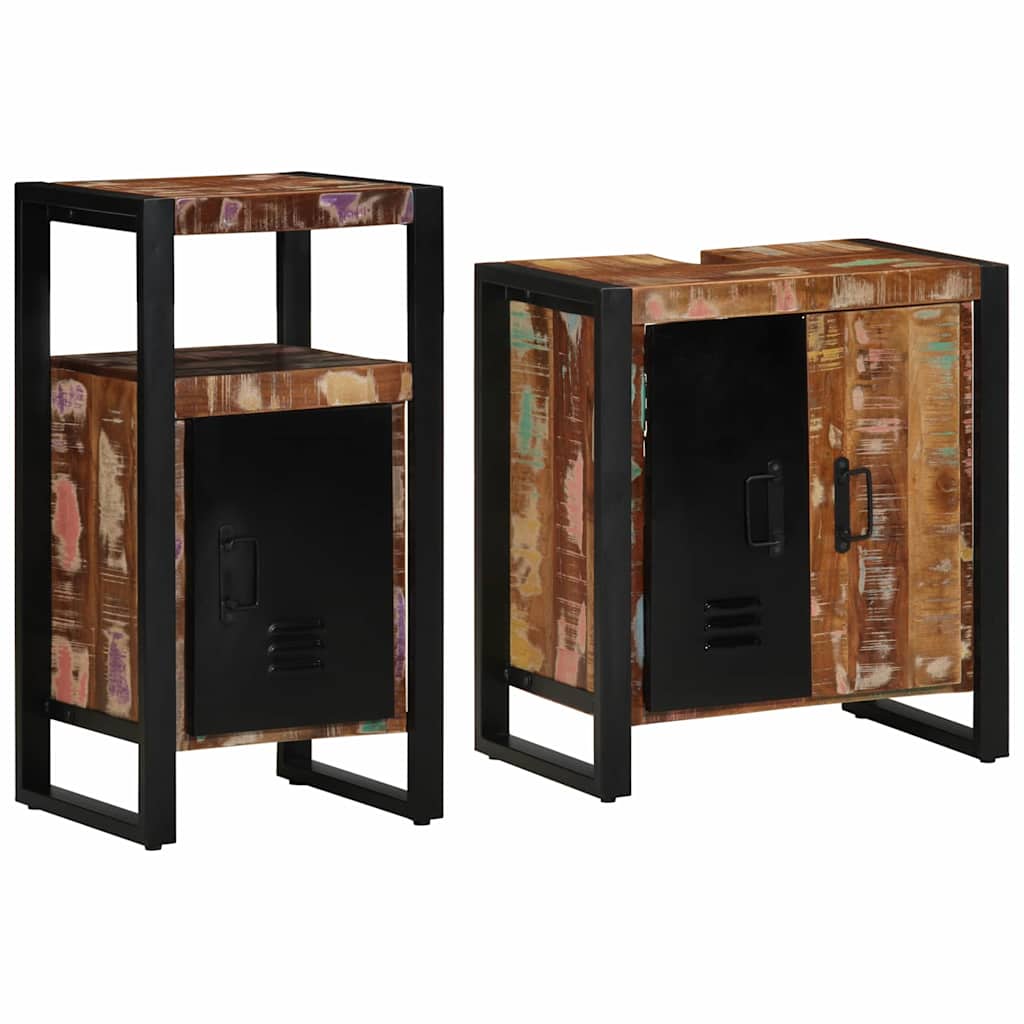 Set di mobili per il bagno 2 pcs Legno Recuperato Massello | homemem39