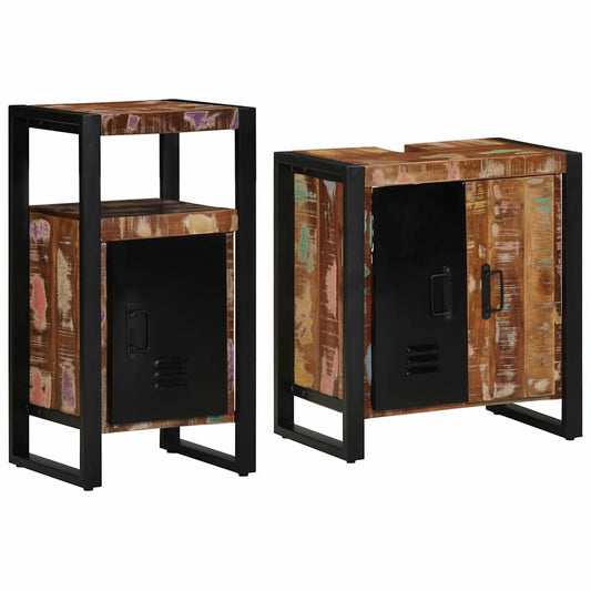 Set di mobili per il bagno 2 pcs Legno Recuperato Massello | homemem39