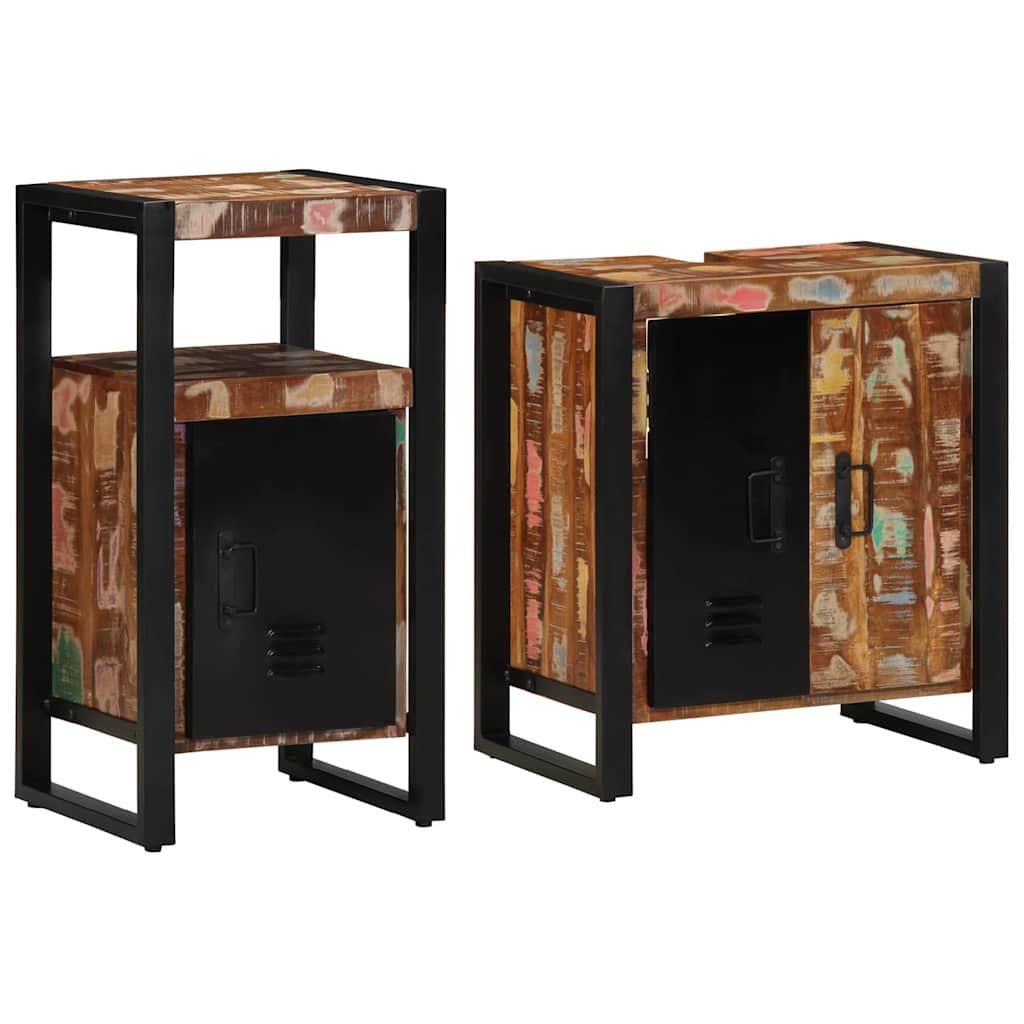 Set di mobili per il bagno 2 pcs Legno Recuperato Massello | homemem39