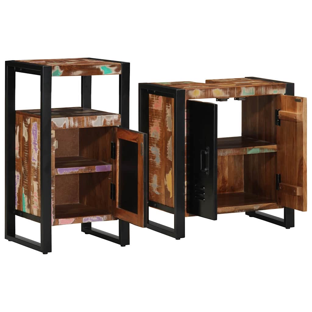 Set di mobili per il bagno 2 pcs Legno Recuperato Massello | homemem39