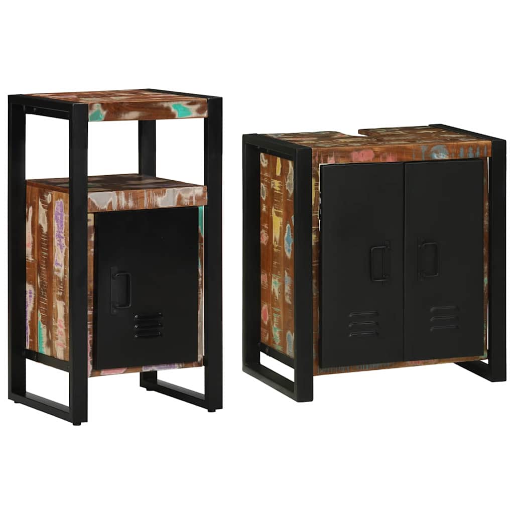Set di mobili per il bagno 2 pcs Legno Recuperato Massello | homemem39