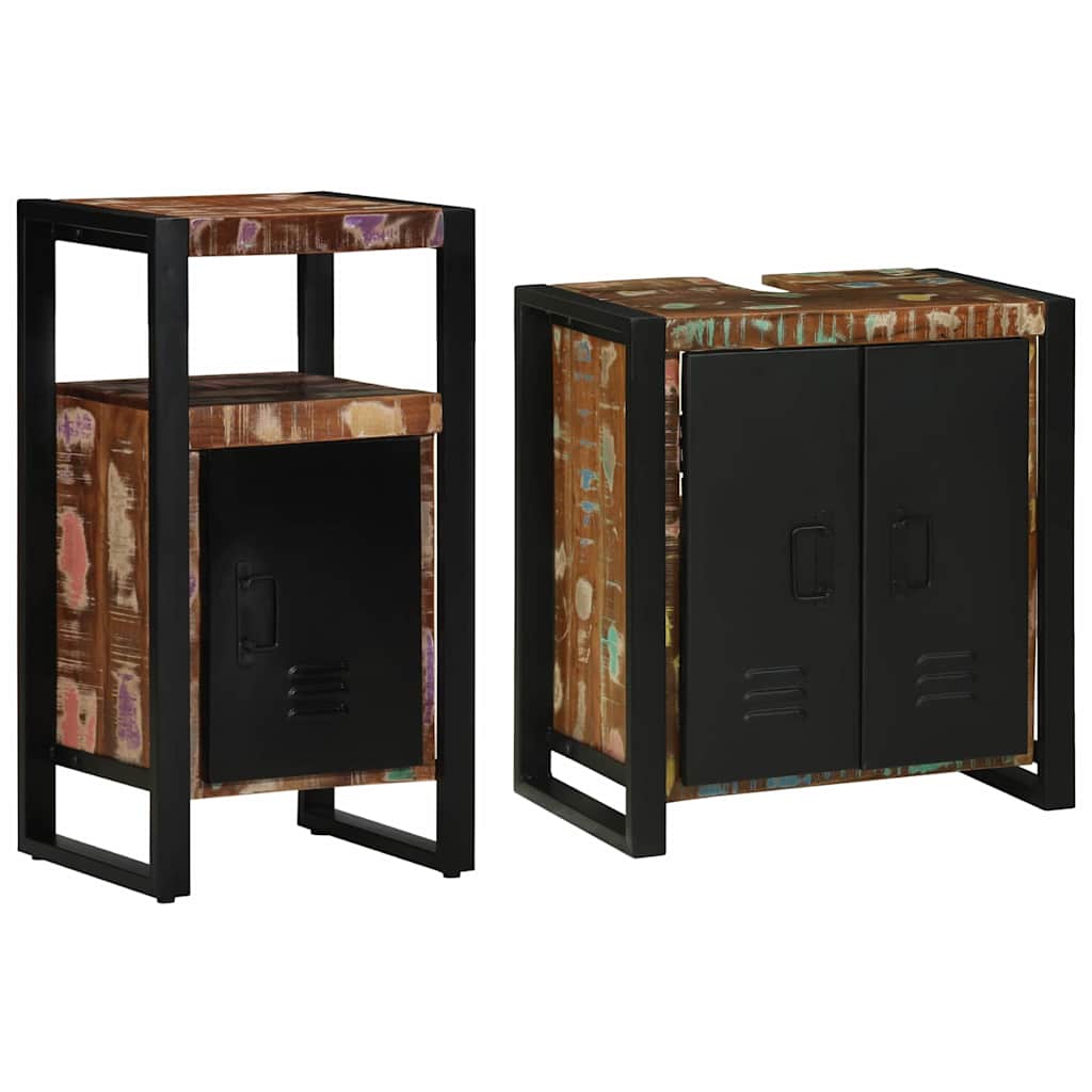 Set di mobili per il bagno 2 pcs Legno Recuperato Massello | homemem39