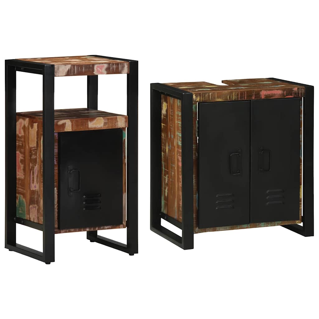Set di mobili per il bagno 2 pcs Legno Recuperato Massello | homemem39