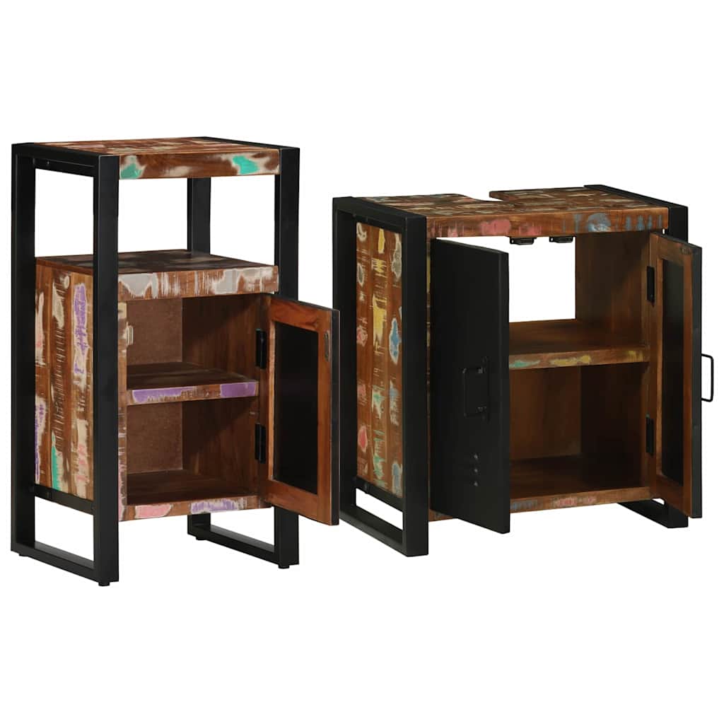 Set di mobili per il bagno 2 pcs Legno Recuperato Massello | homemem39