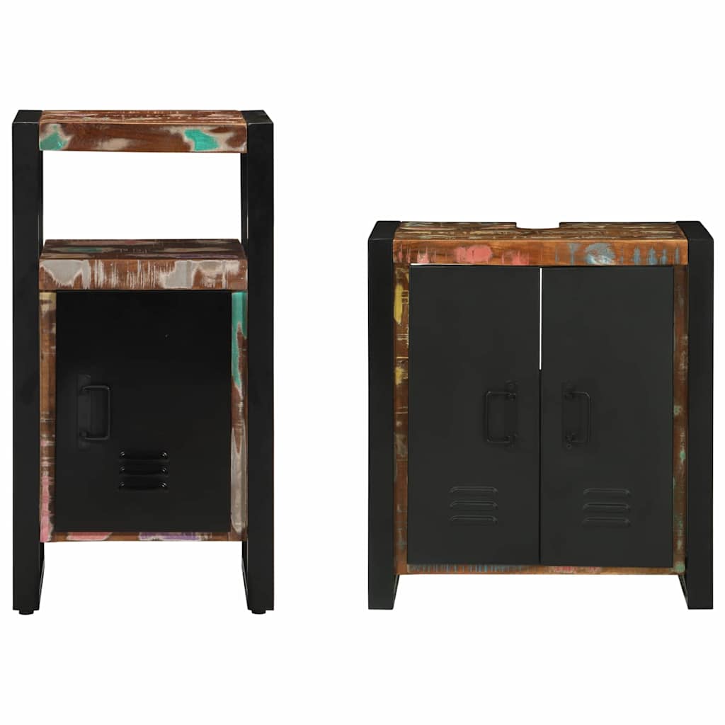 Set di mobili per il bagno 2 pcs Legno Recuperato Massello | homemem39
