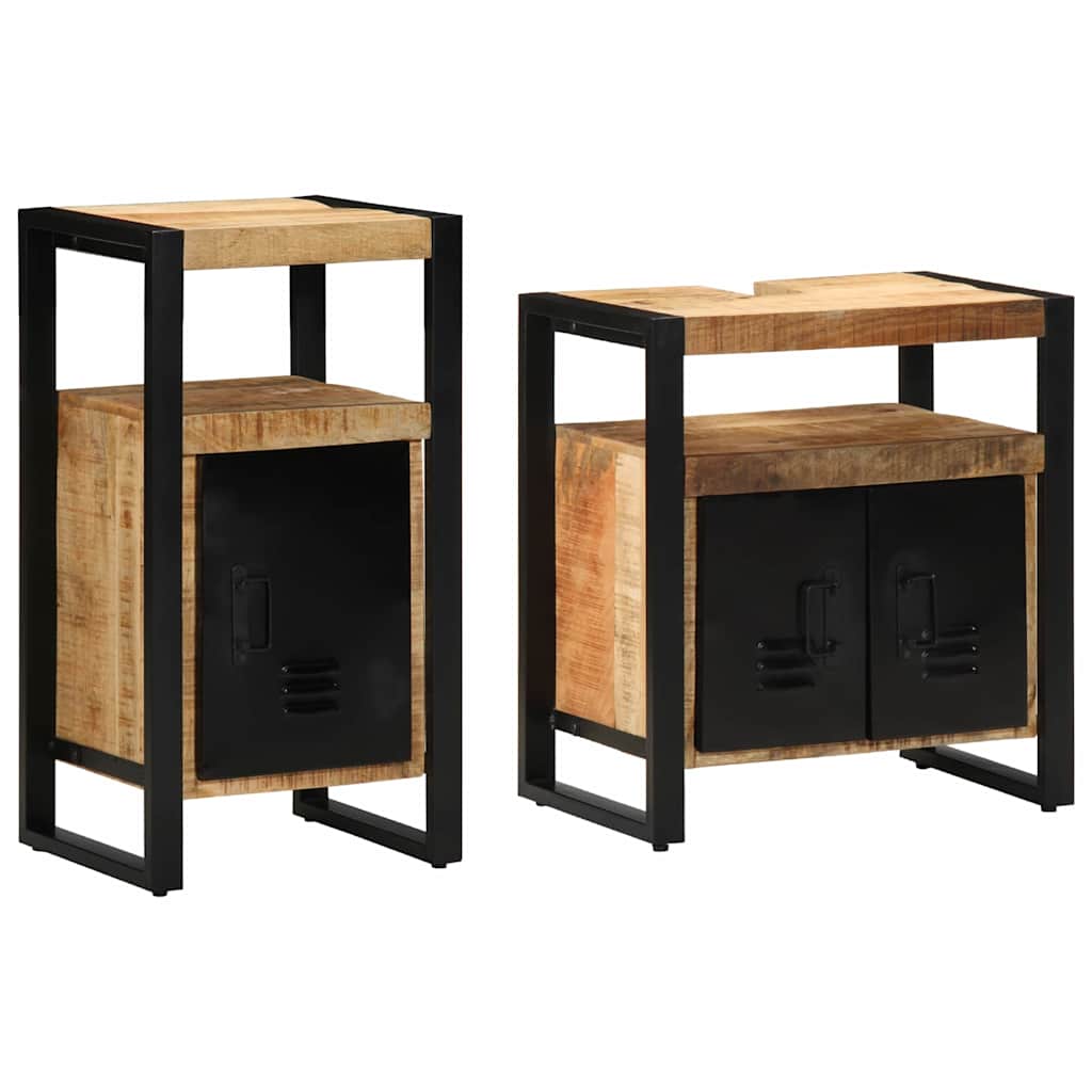 Set di mobili per il bagno 2 pcs Legno di mango grezzo e solido | homemem39
