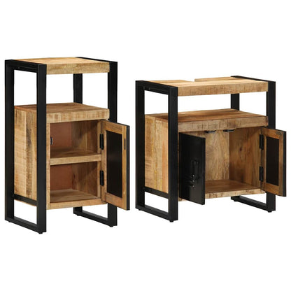 Set di mobili per il bagno 2 pcs Legno di mango grezzo e solido | homemem39
