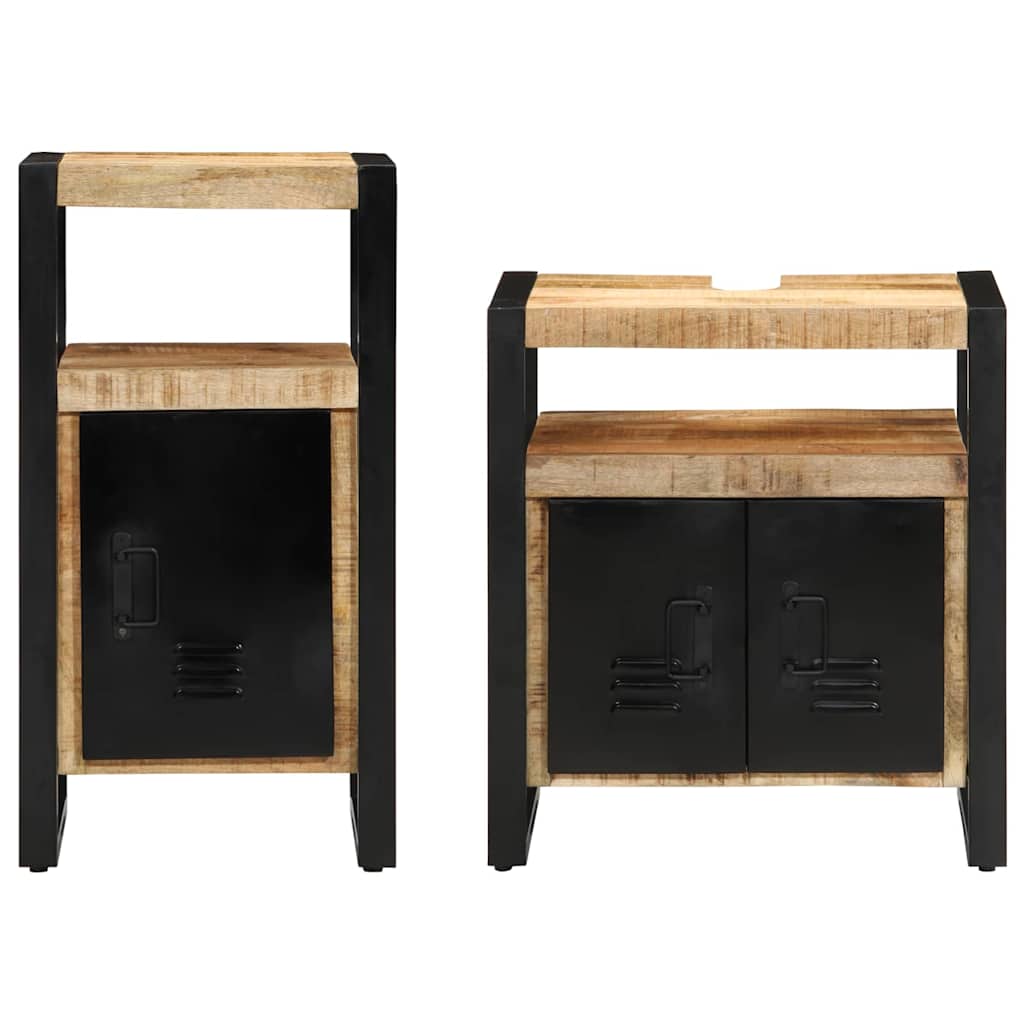 Set di mobili per il bagno 2 pcs Legno di mango grezzo e solido | homemem39