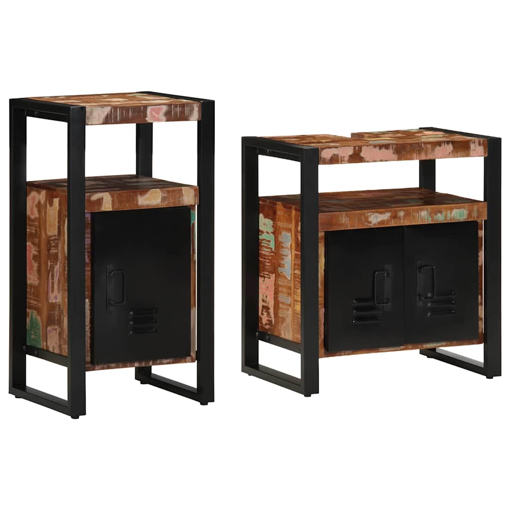 Set di mobili per il bagno 2 pcs Legno massello riciclato | homemem39