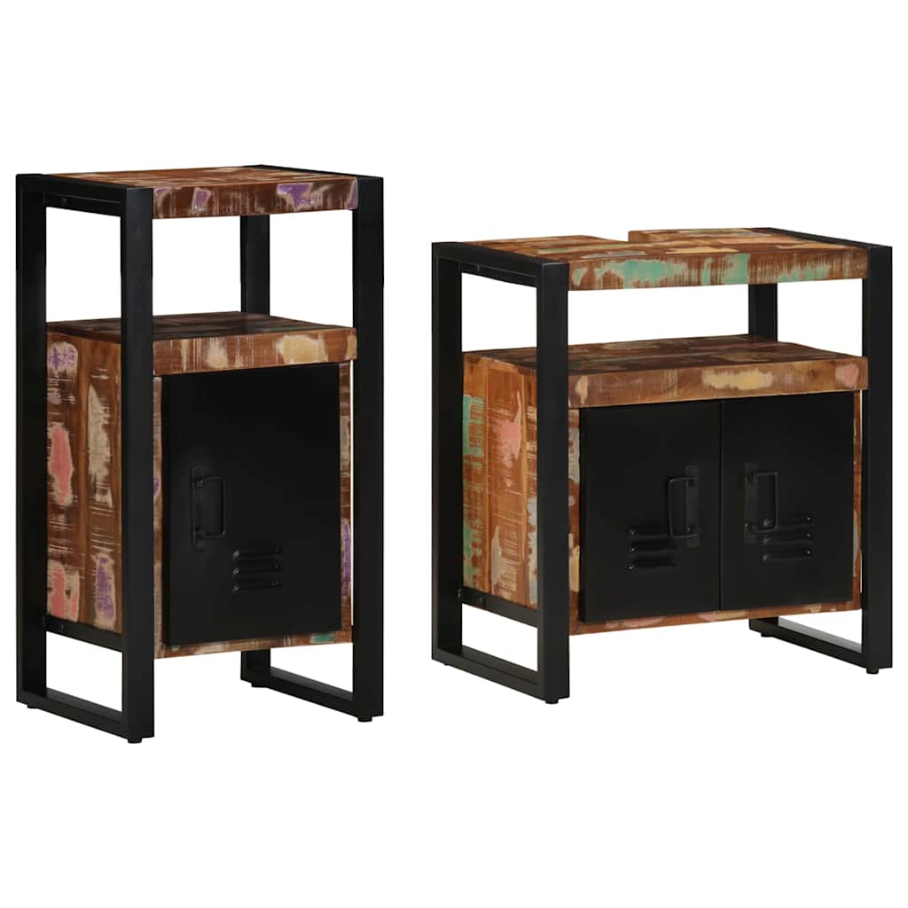 Set di mobili per il bagno 2 pcs Legno massello riciclato | homemem39