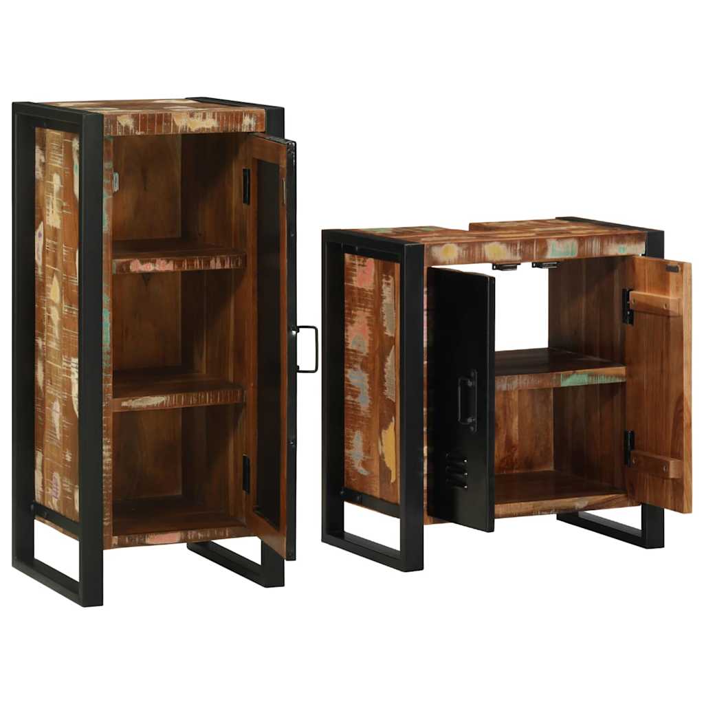 Set di mobili per il bagno 2 pcs Legno Recuperato Massello | homemem39