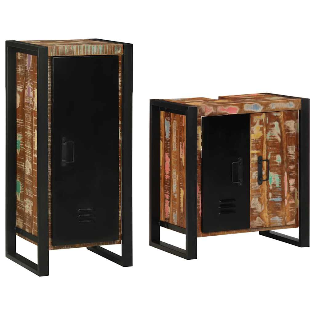 Set di mobili per il bagno 2 pcs Legno Recuperato Massello | homemem39