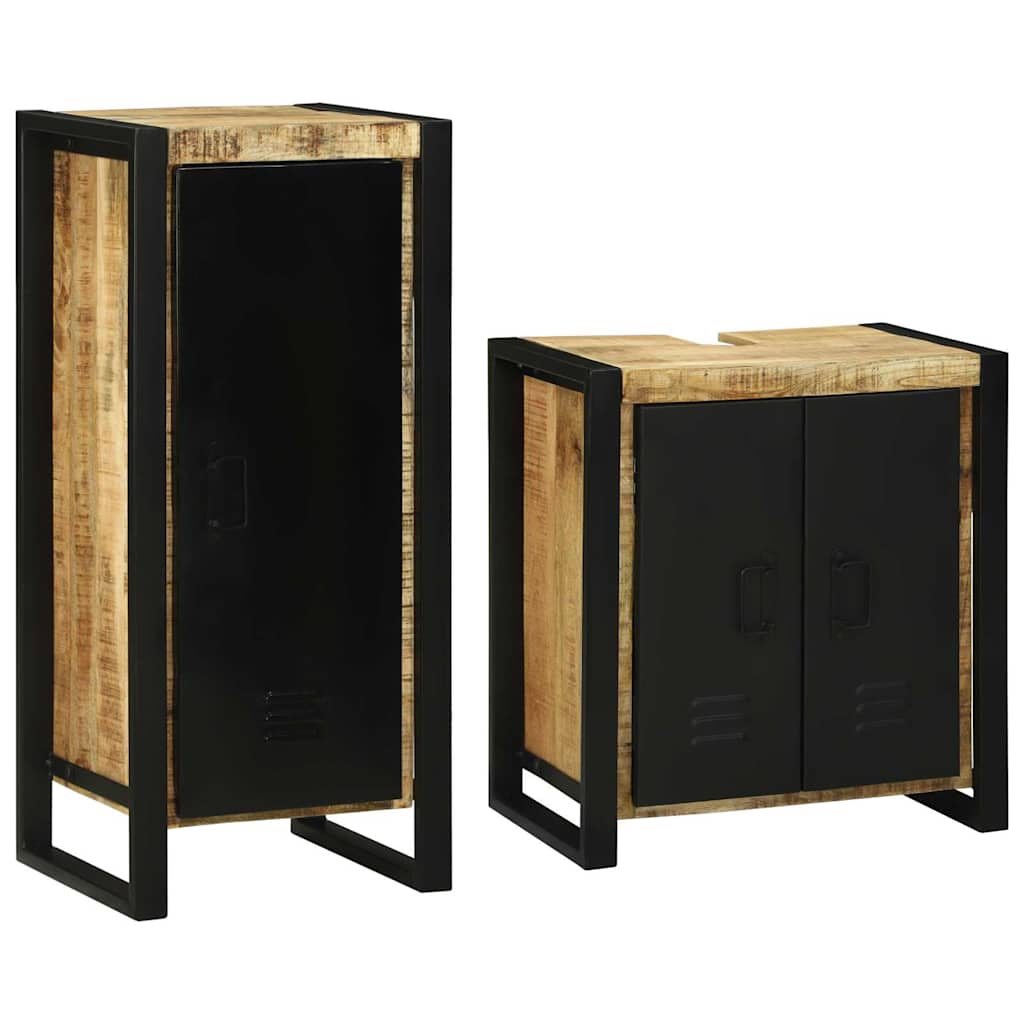 Set di mobili per il bagno 2 pcs Legno di Mango Massello | homemem39