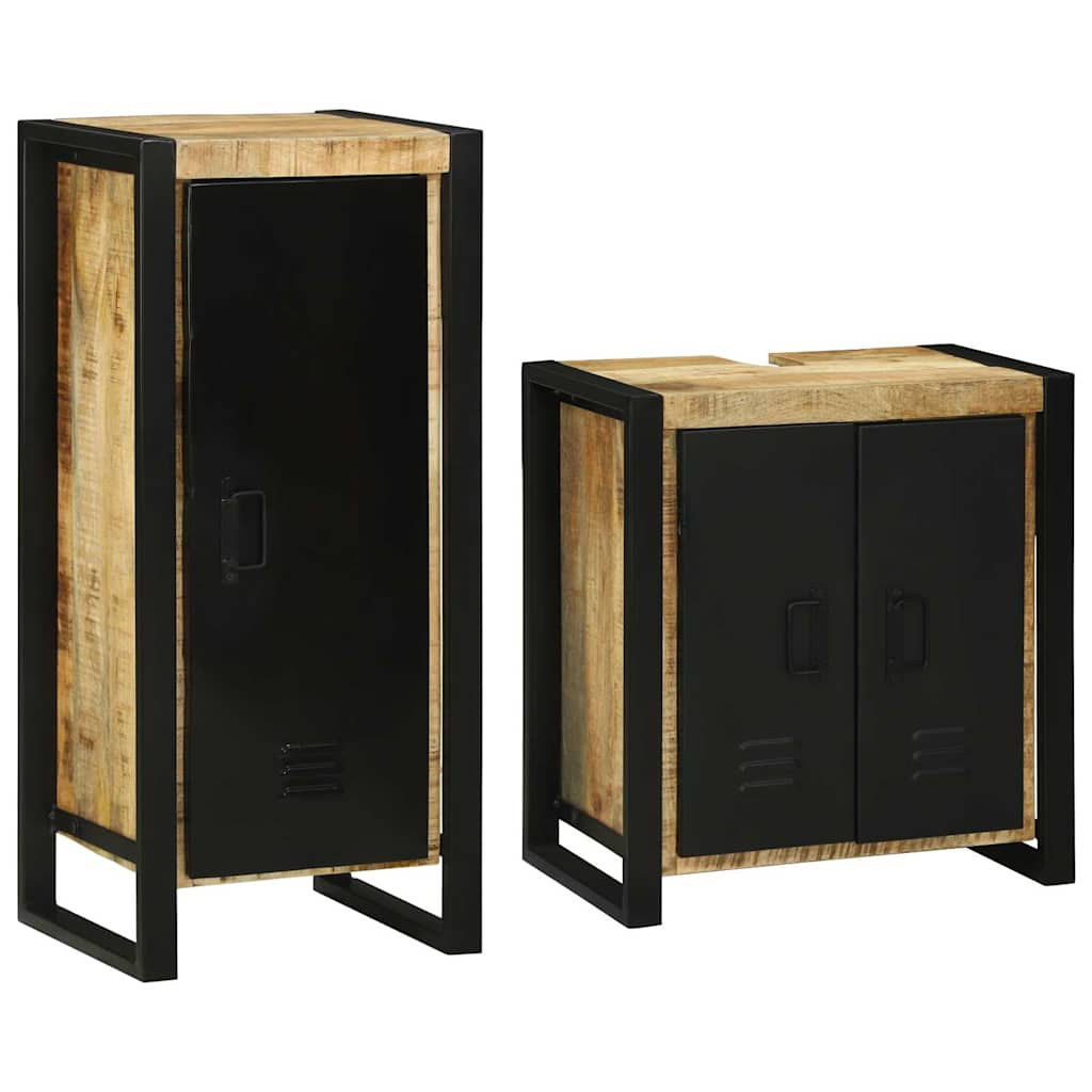 Set di mobili per il bagno 2 pcs Legno di Mango Massello | homemem39