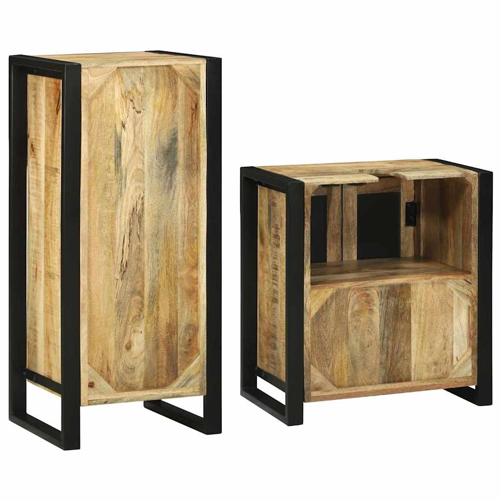 Set di mobili per il bagno 2 pcs Legno di Mango Massello | homemem39