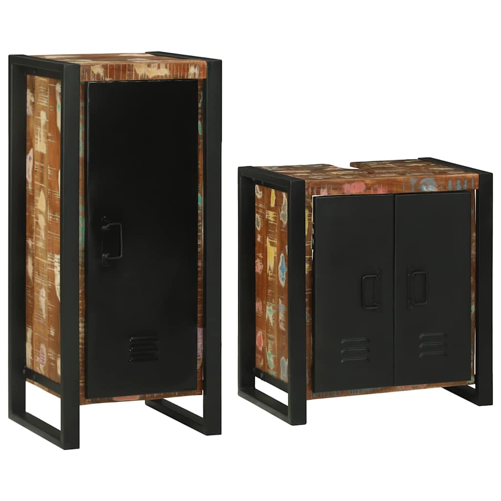 Set di mobili per il bagno 2 pcs Legno massello riciclato | homemem39