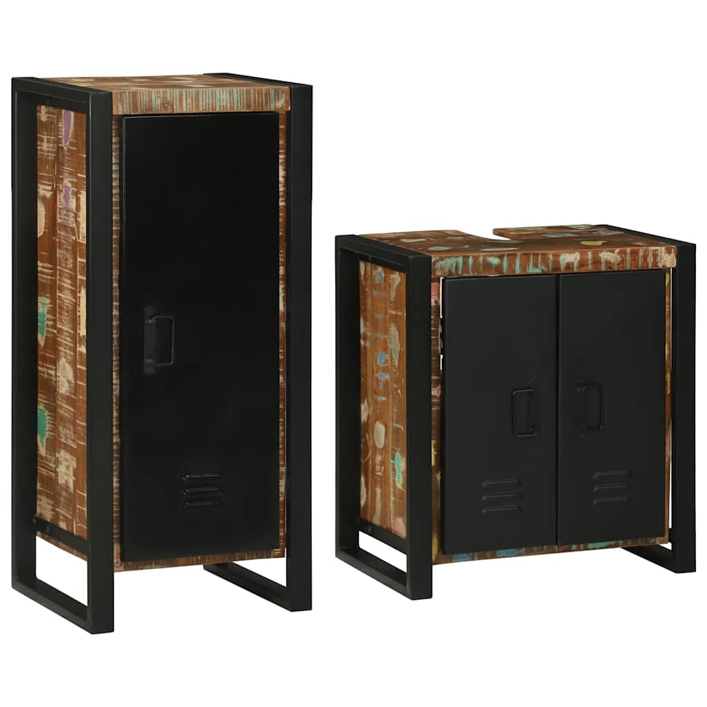 Set di mobili per il bagno 2 pcs Legno massello riciclato | homemem39