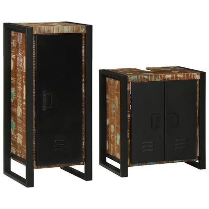 Set di mobili per il bagno 2 pcs Legno massello riciclato | homemem39