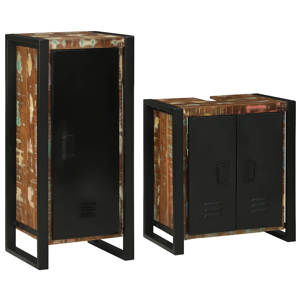Set di mobili per il bagno 2 pcs Legno massello riciclato | homemem39