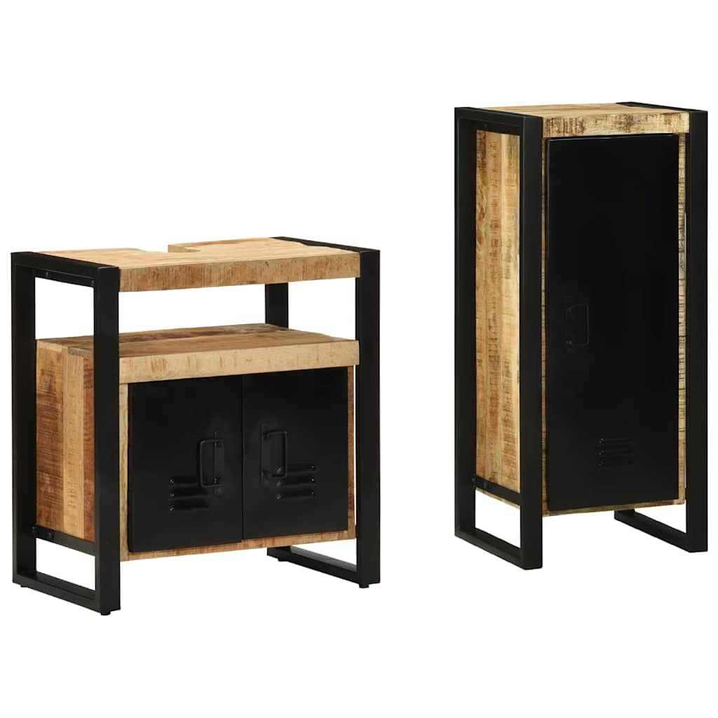Set di mobili per il bagno 2 pcs Legno di mango massello | homemem39