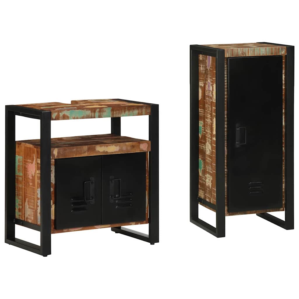 Set di mobili per il bagno 2 pcs Legno Recuperato Massello | homemem39