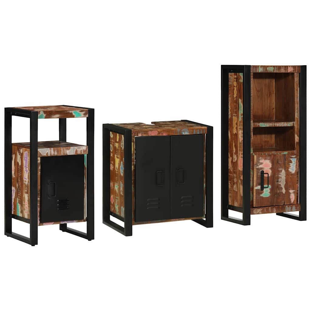 Set di mobili per il bagno 3 pcs Legno Recuperato Massello | homemem39