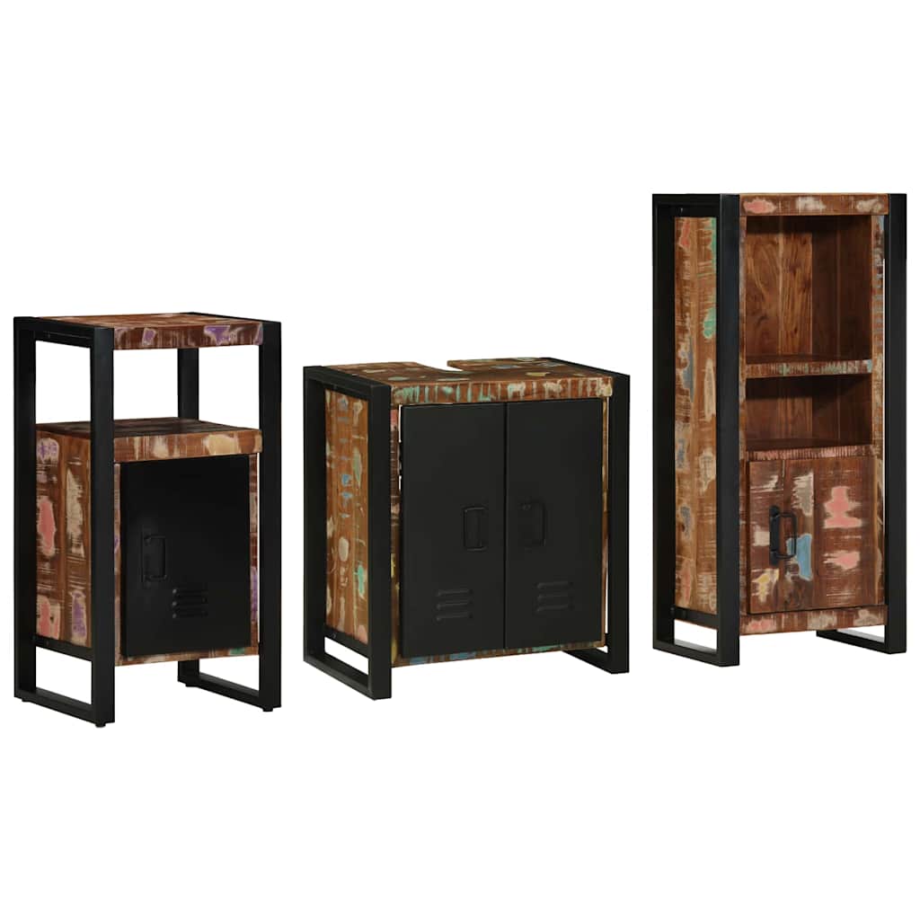 Set di mobili per il bagno 3 pcs Legno Recuperato Massello | homemem39