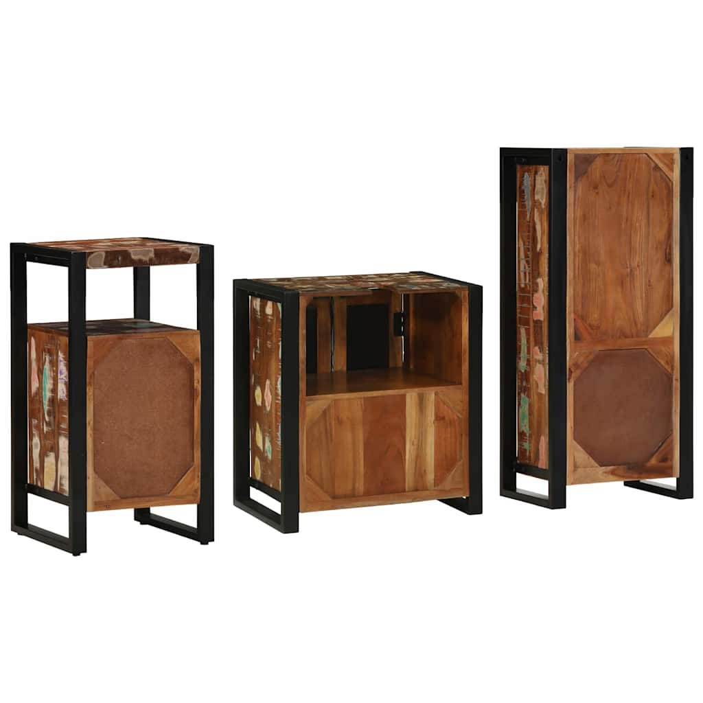 Set di mobili per il bagno 3 pcs Legno Recuperato Massello | homemem39