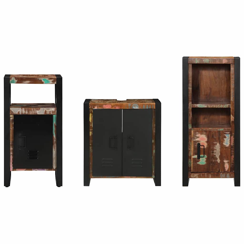 Set di mobili per il bagno 3 pcs Legno Recuperato Massello | homemem39