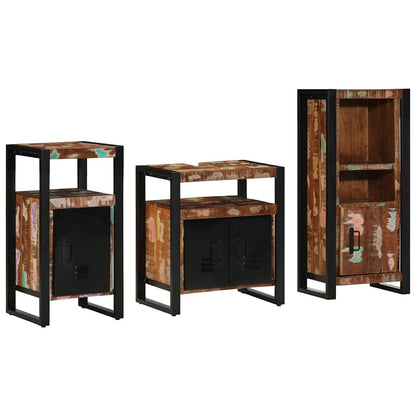 Set di mobili per il bagno 3 pcs Legno Recuperato Massello | homemem39