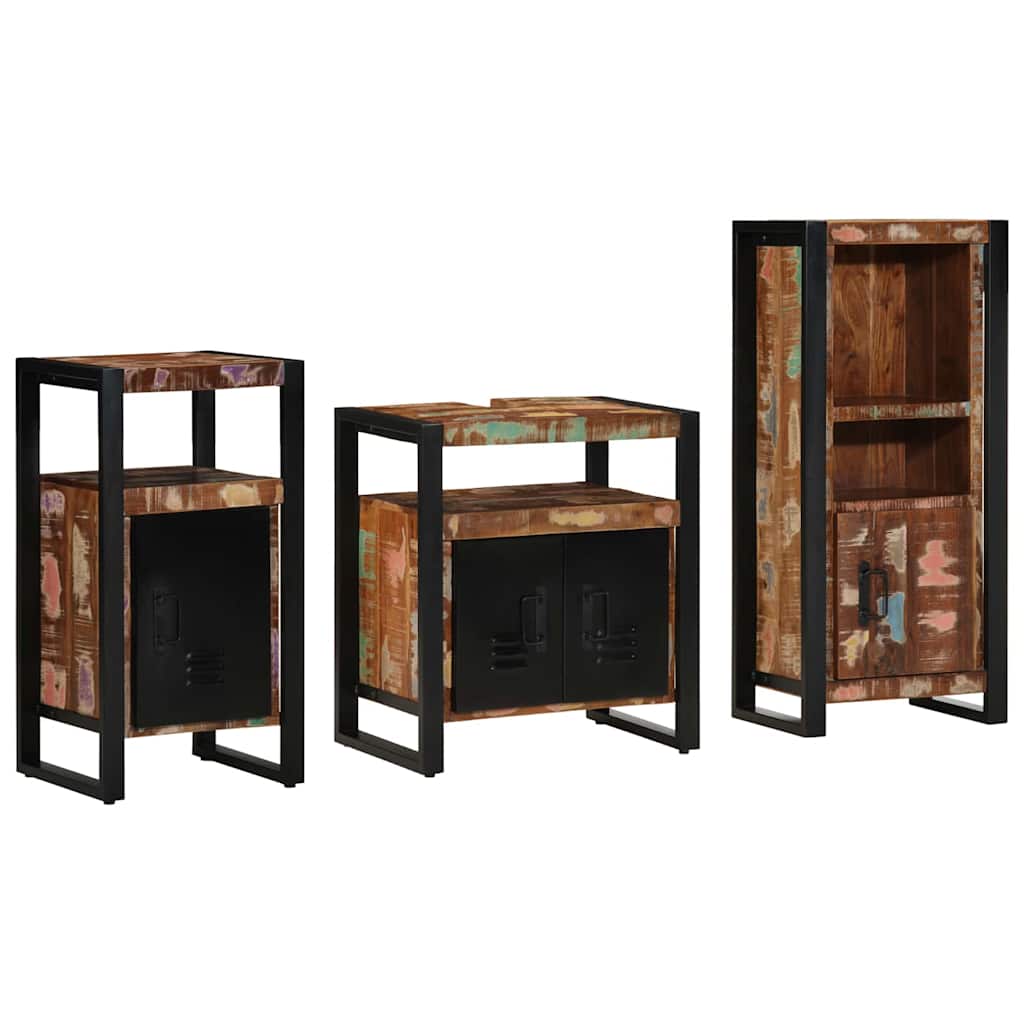 Set di mobili per il bagno 3 pcs Legno Recuperato Massello | homemem39