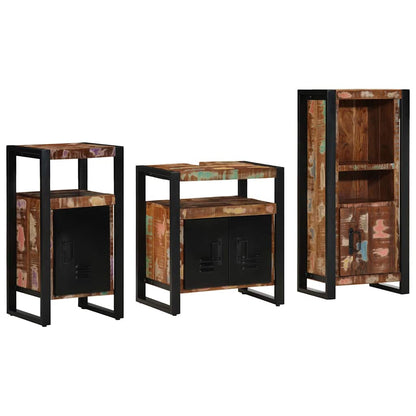 Set di mobili per il bagno 3 pcs Legno Recuperato Massello | homemem39
