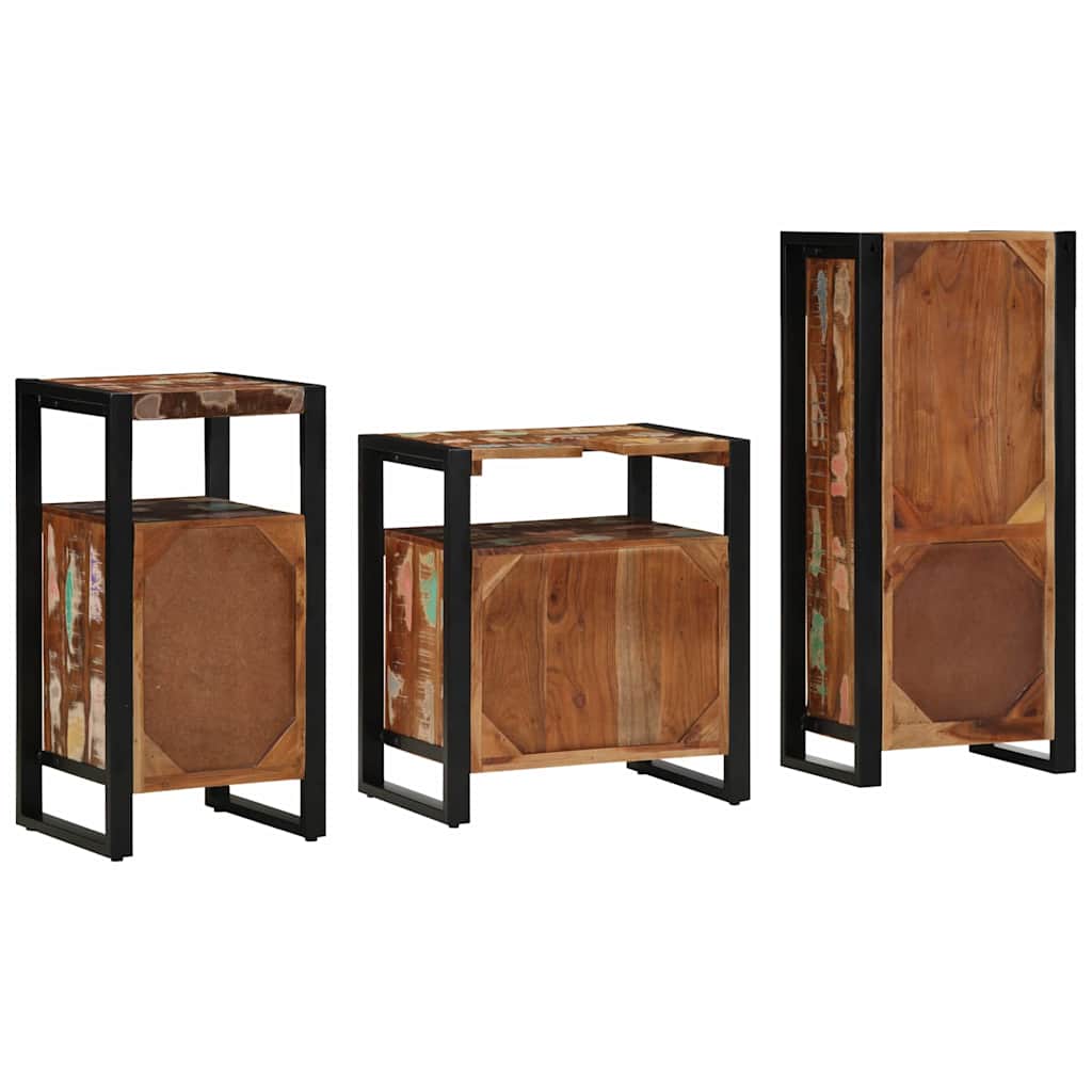 Set di mobili per il bagno 3 pcs Legno Recuperato Massello | homemem39