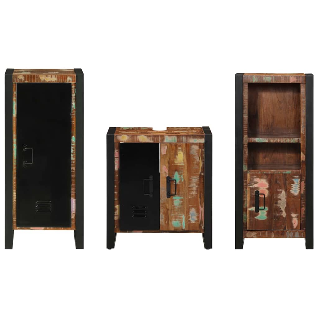 Set di mobili per il bagno 3 pcs Legno Recuperato Massello | homemem39