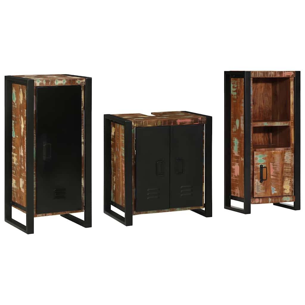Set di mobili per il bagno 3 pcs Legno Recuperato Massello | homemem39