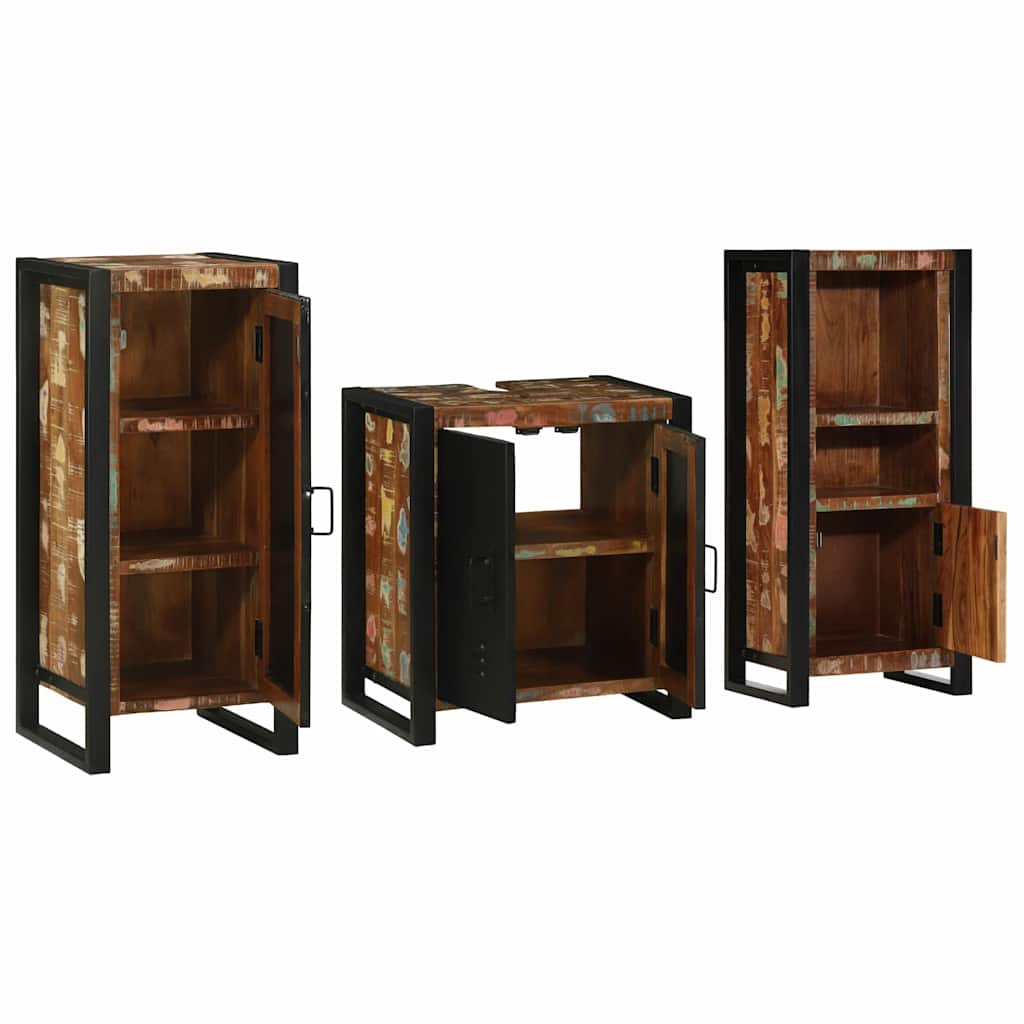 Set di mobili per il bagno 3 pcs Legno Recuperato Massello | homemem39
