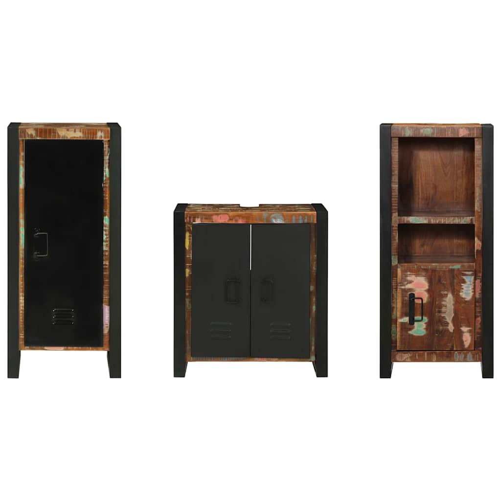 Set di mobili per il bagno 3 pcs Legno Recuperato Massello | homemem39