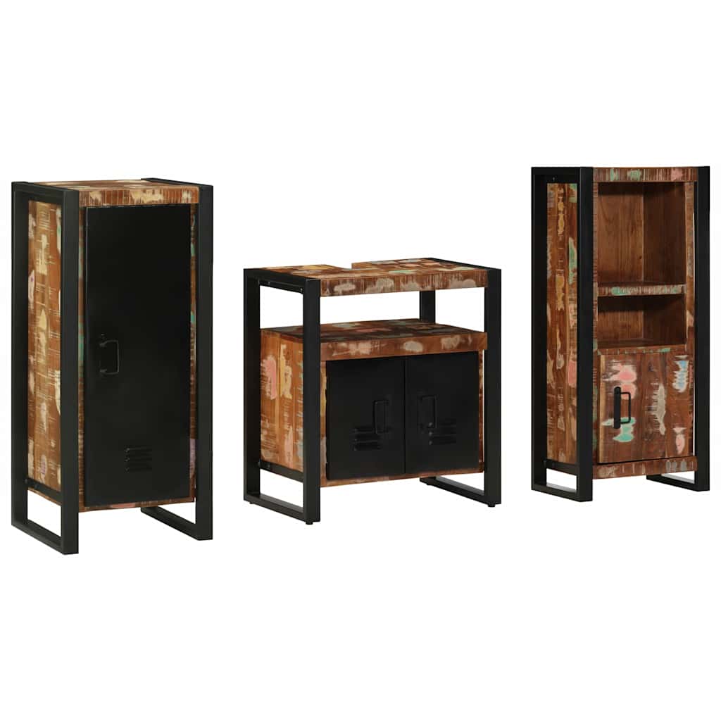 Set di mobili per il bagno 3 pcs Legno Recuperato Massello | homemem39