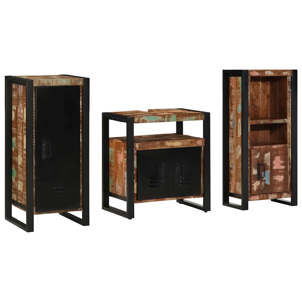 Set di mobili per il bagno 3 pcs Legno Recuperato Massello | homemem39