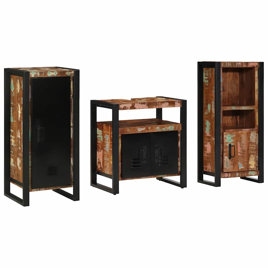 Set di mobili per il bagno 3 pcs Legno Recuperato Massello | homemem39