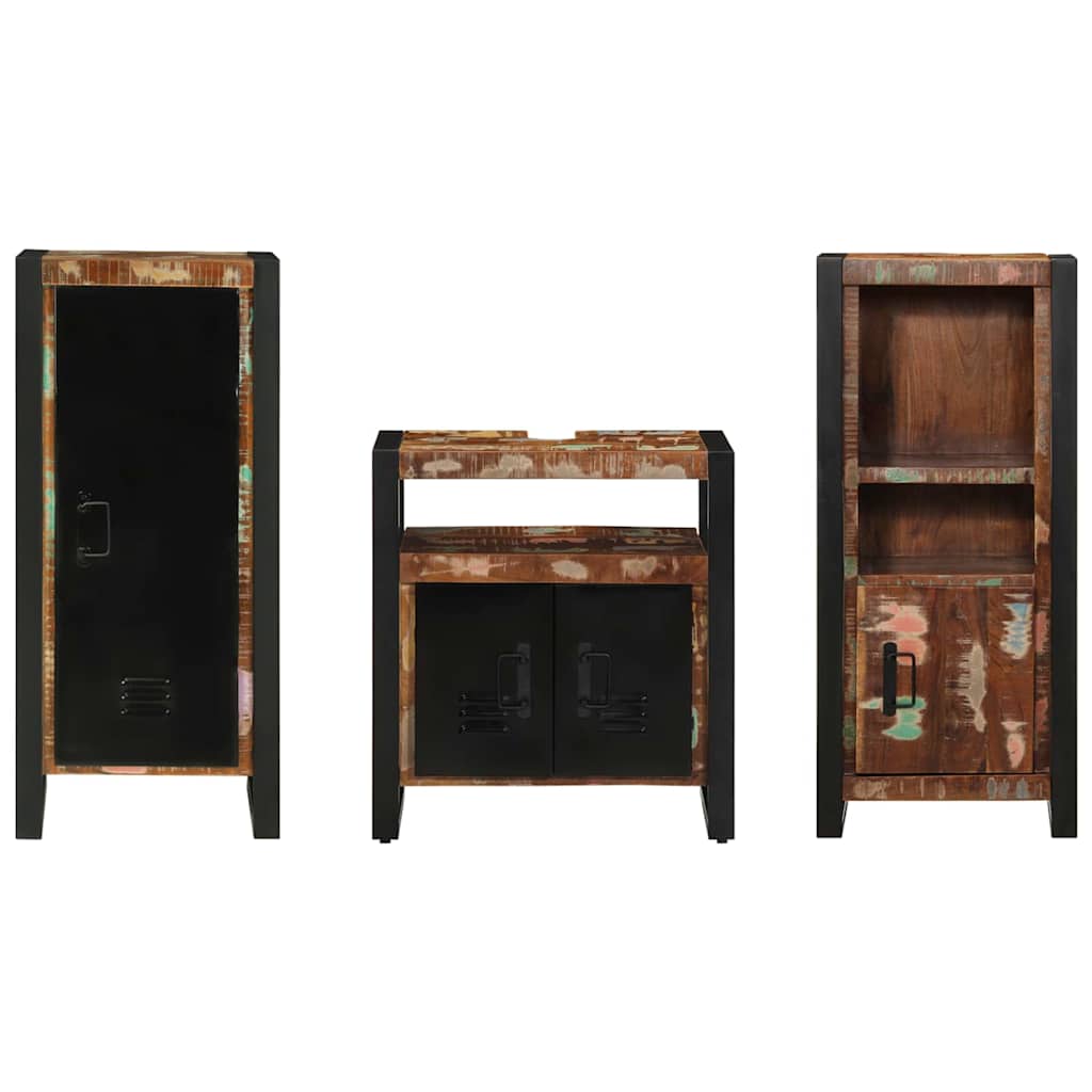 Set di mobili per il bagno 3 pcs Legno Recuperato Massello | homemem39