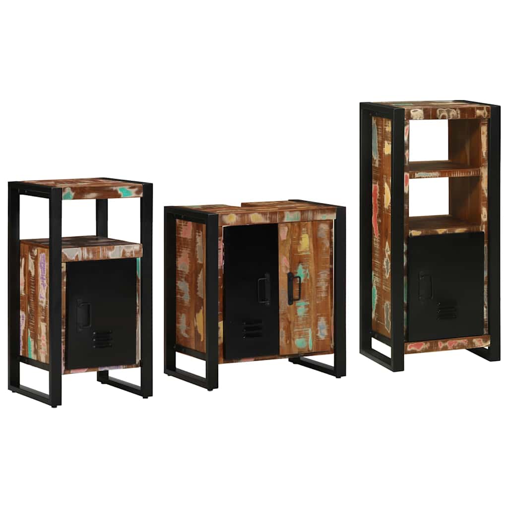 Set di mobili per il bagno 3 pcs Legno Recuperato Massello | homemem39
