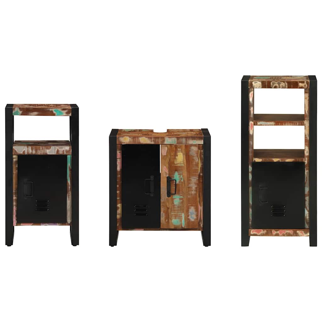 Set di mobili per il bagno 3 pcs Legno Recuperato Massello | homemem39