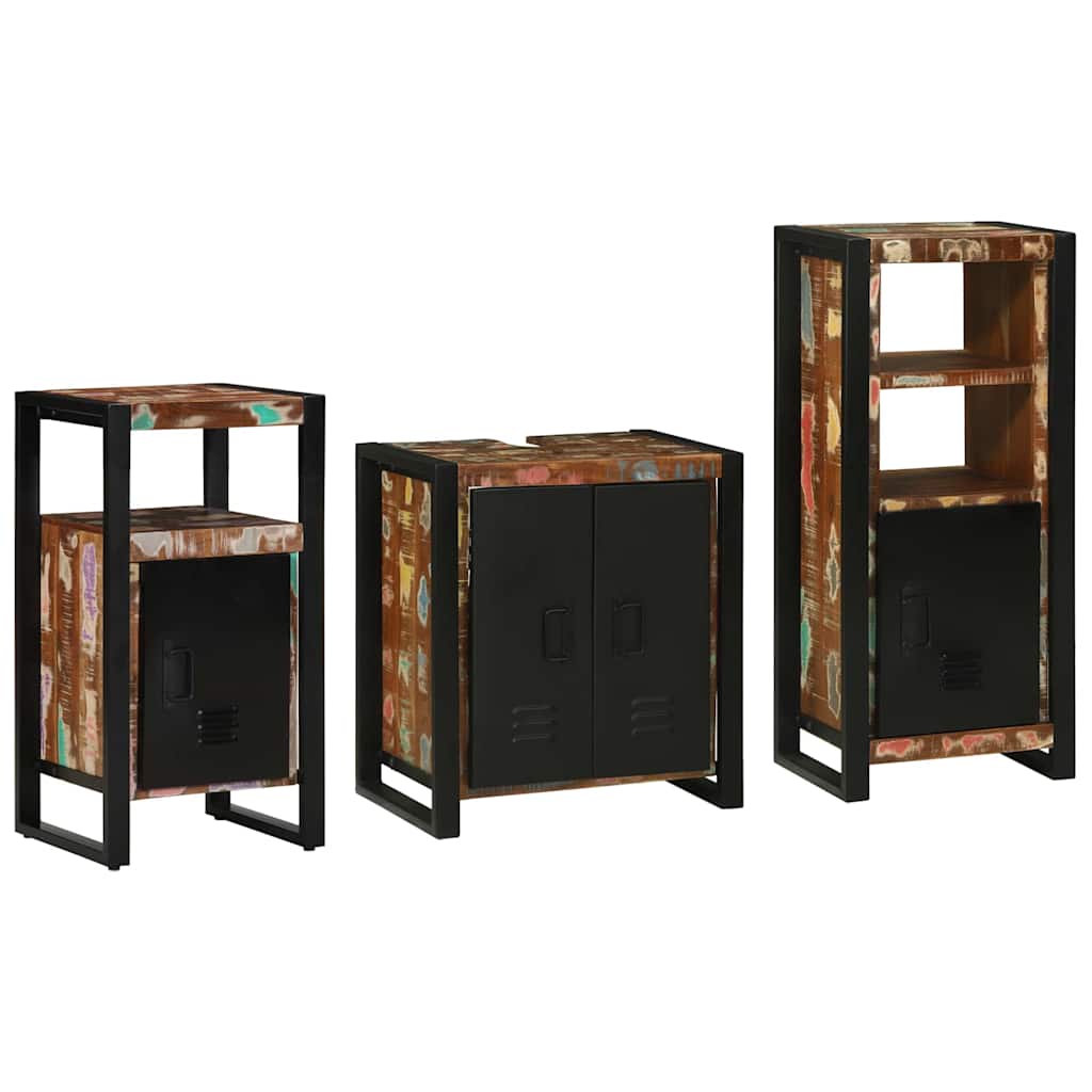 Set di mobili per il bagno 3 pcs Legno Recuperato Massello | homemem39