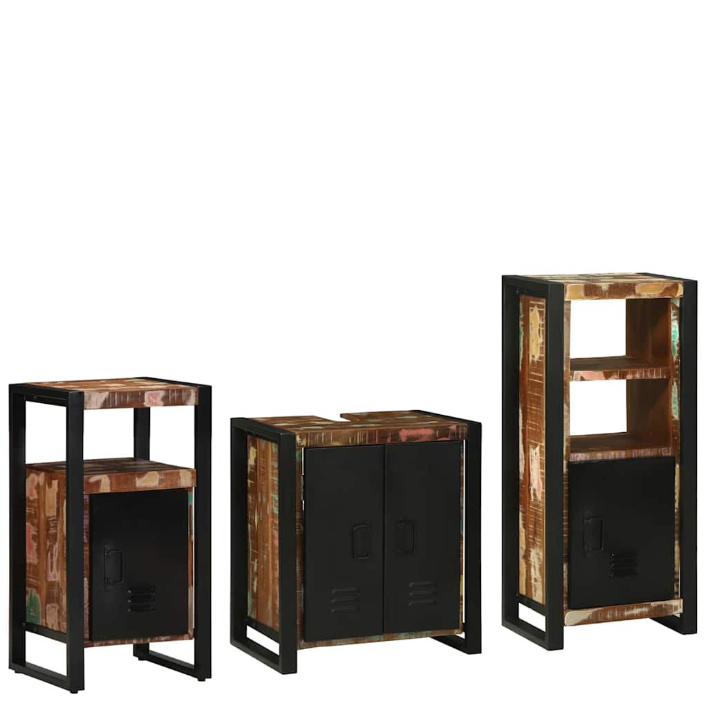 Set di mobili per il bagno 3 pcs Legno Recuperato Massello | homemem39