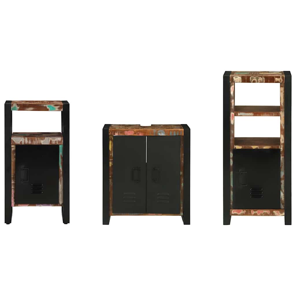Set di mobili per il bagno 3 pcs Legno Recuperato Massello | homemem39