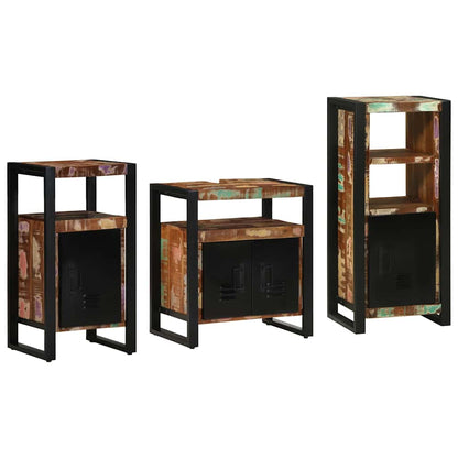 Set di mobili per il bagno 3 pcs Legno Recuperato Massello | homemem39